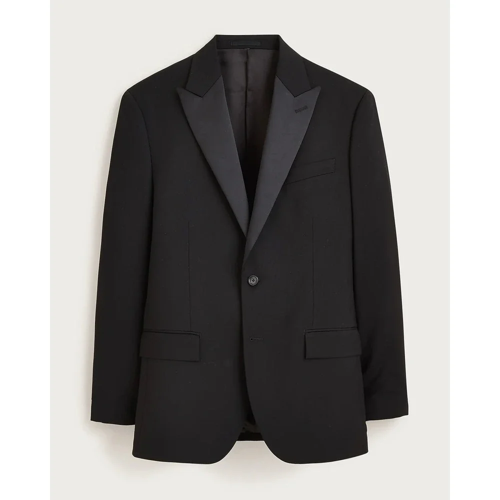 J.Crew Mens 52R Crosby Tuxedo Jacket Black Italian Wool Peak Lapel BM180 NEW